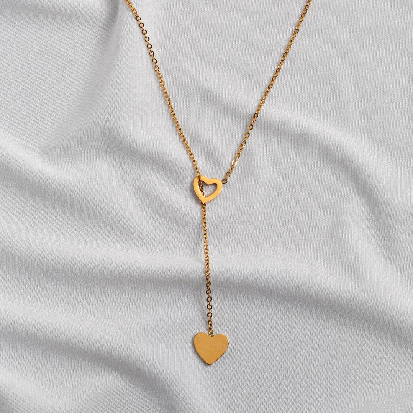 Heart Set Earring Stud and Lariat Necklace