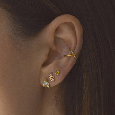 Alix - Crystal Leaf Stud Earrings