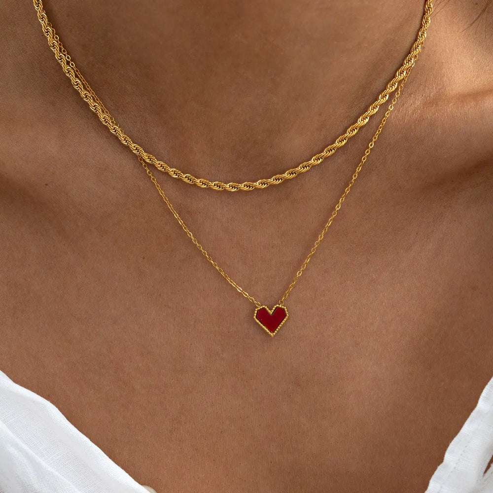 Sarah - Red Heart Necklace Stainless Steel Timi of Sweden