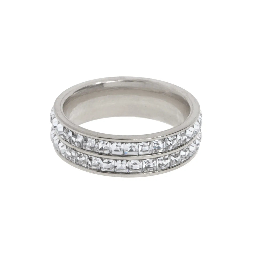 Angelica - Double Lined Crystal Pavé Ring Stainless Timi of Sweden