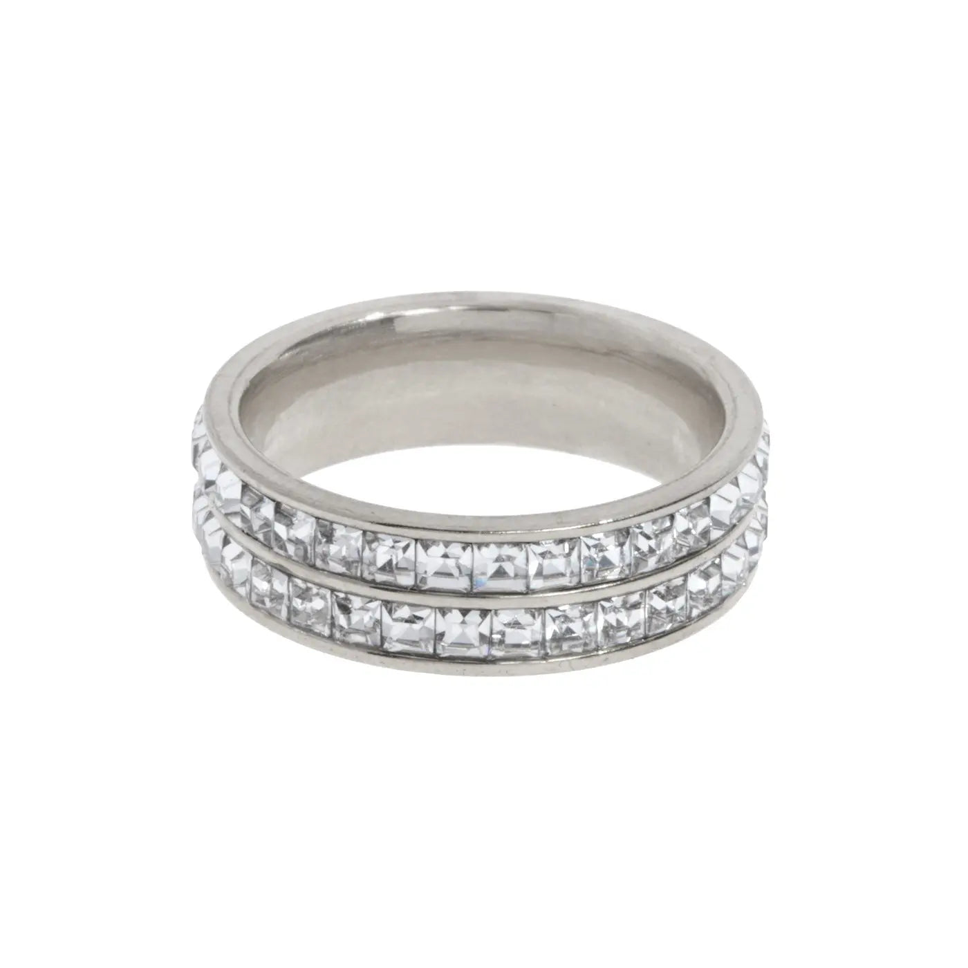 Angelica - Double Lined Crystal Pavé Ring Stainless