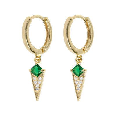 Arya - Grøn krystal stud Hoop øreringe