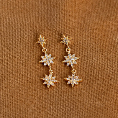Aurora - Dangling Crystal Star Stud Earrings