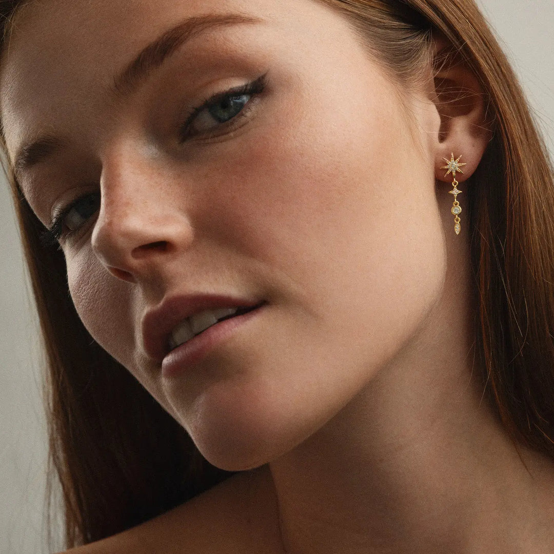 Aurora - Dangling Luxe Crystal Star Stud Earrings Timi of Sweden