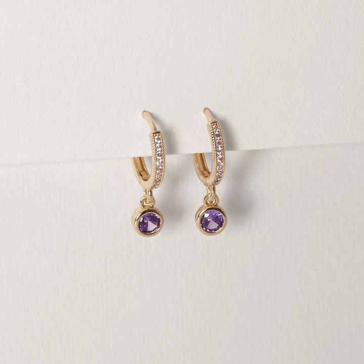 Dina - Purple Crystal Hoop Earrings