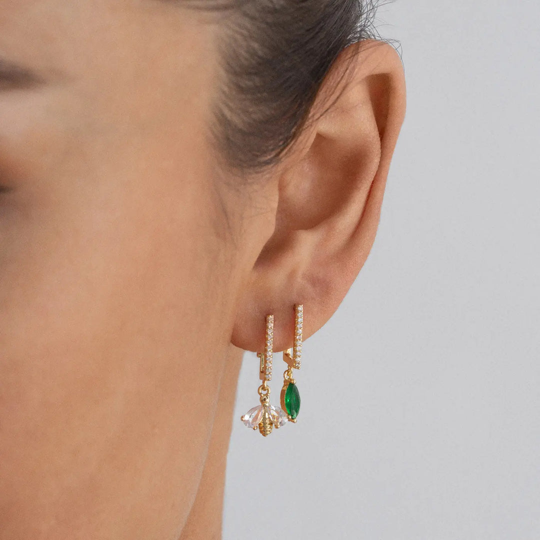 Amanda - Green Crystal Hoop Earrings