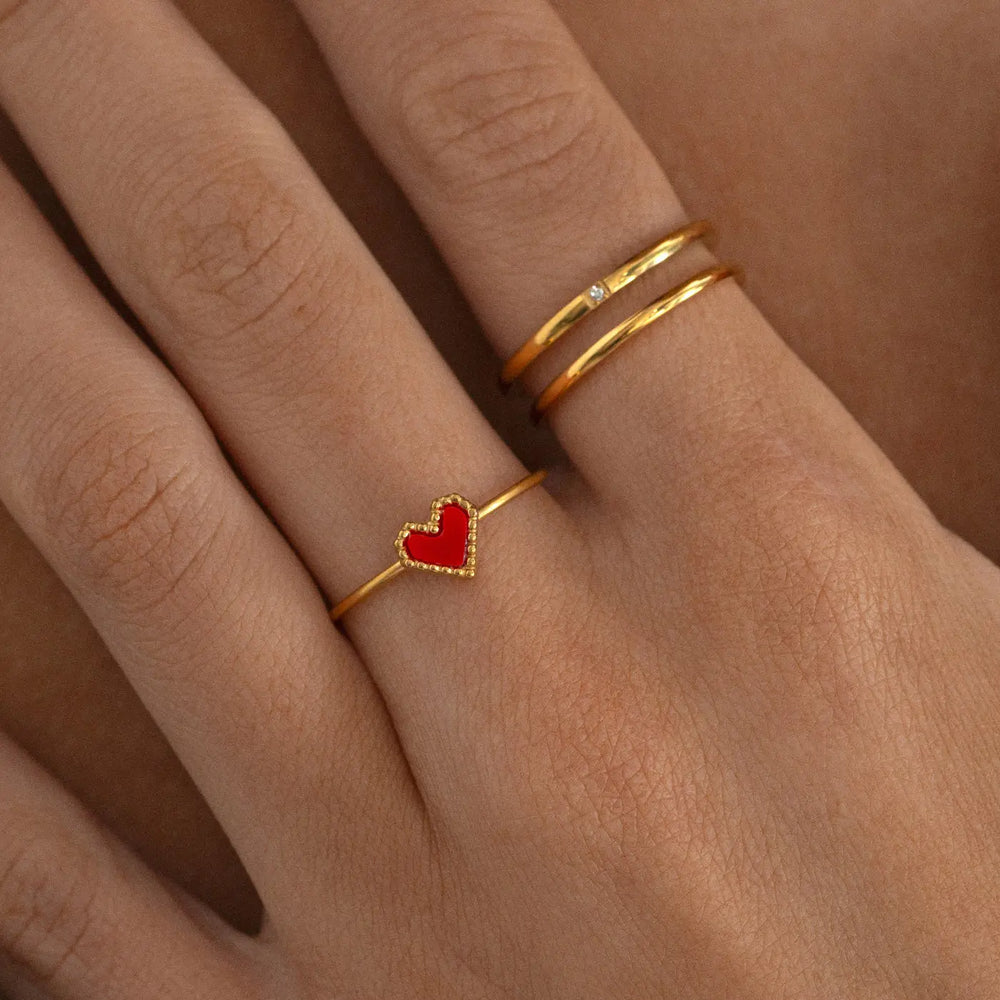 Sarah - Red Heart Ring Stainless Steel