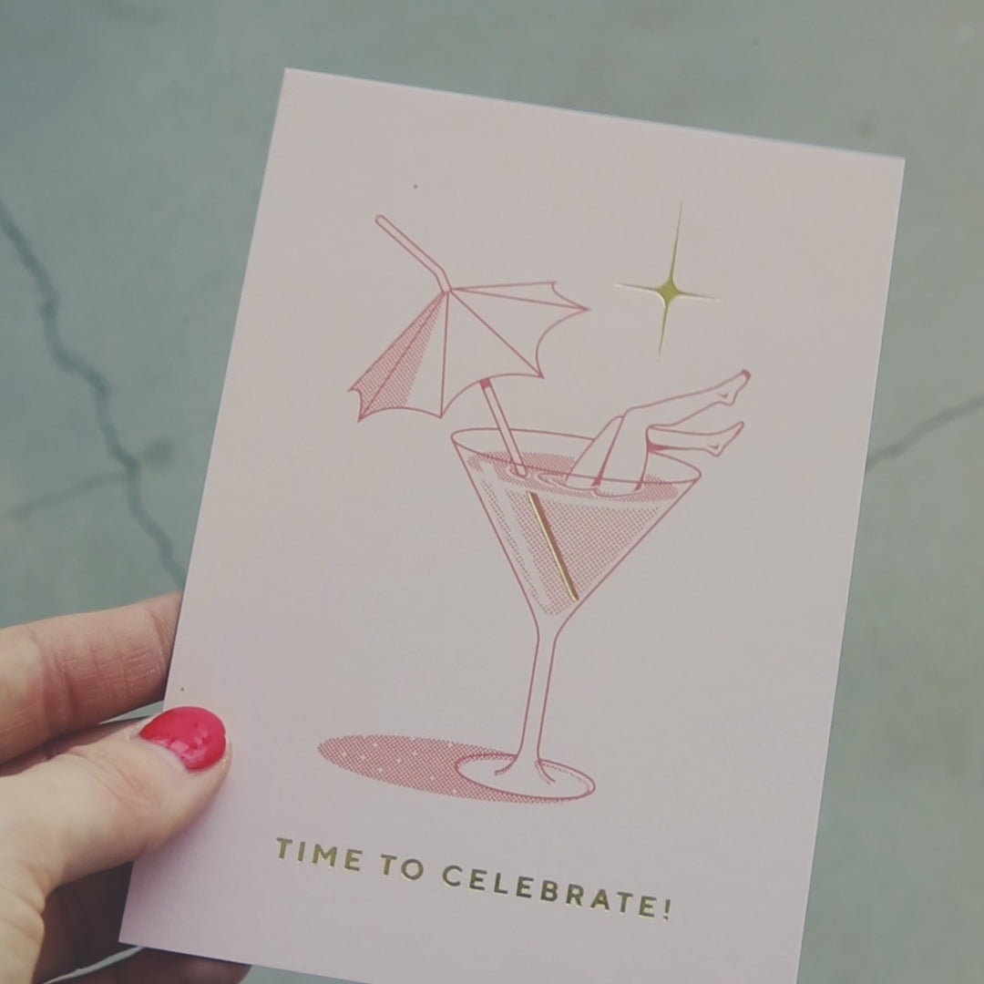Time to Celebrate Cocktail Postcard