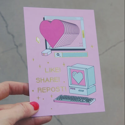 Like! Share! Repost! Postcard