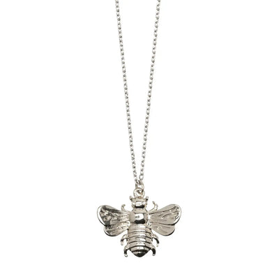 Long Necklace with Bee Pendant Silver