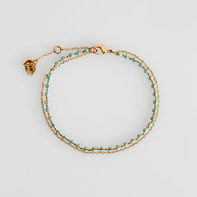 Double Bracelet Beads Turquoise