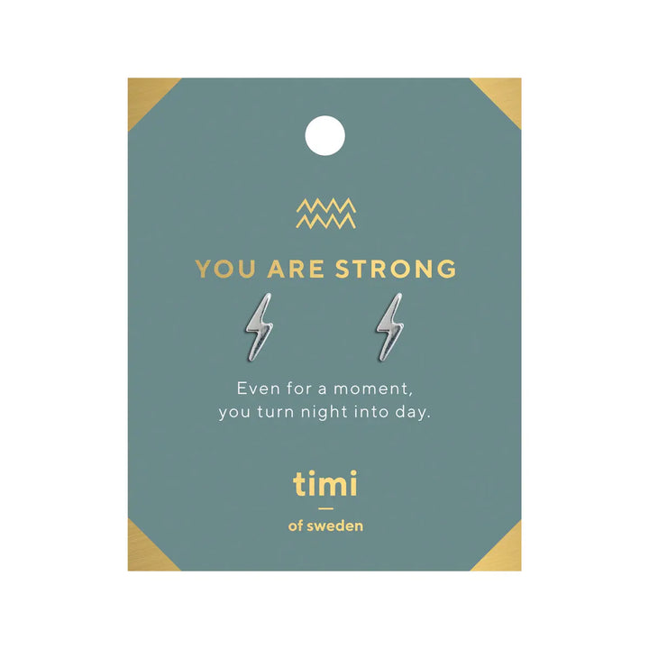 You are Strong Lightning Earrings Silver