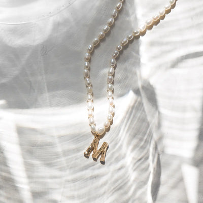 Pearl and Bamboo Letter Necklace