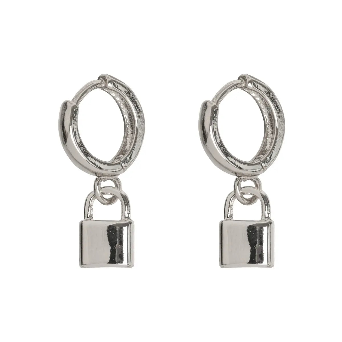 small lock hoop earrings Silver