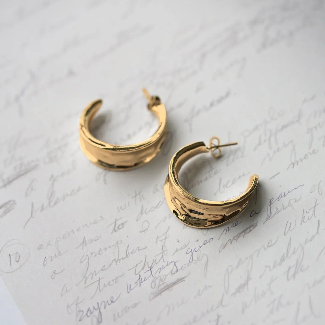 Large hammered hoop earrings Timi of Sweden