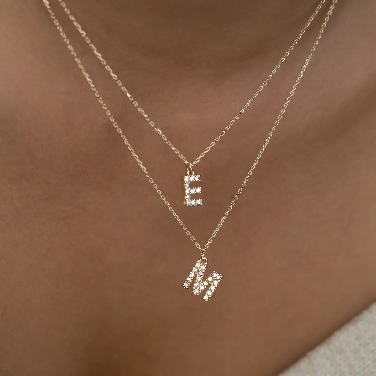 Crystal letter necklace E