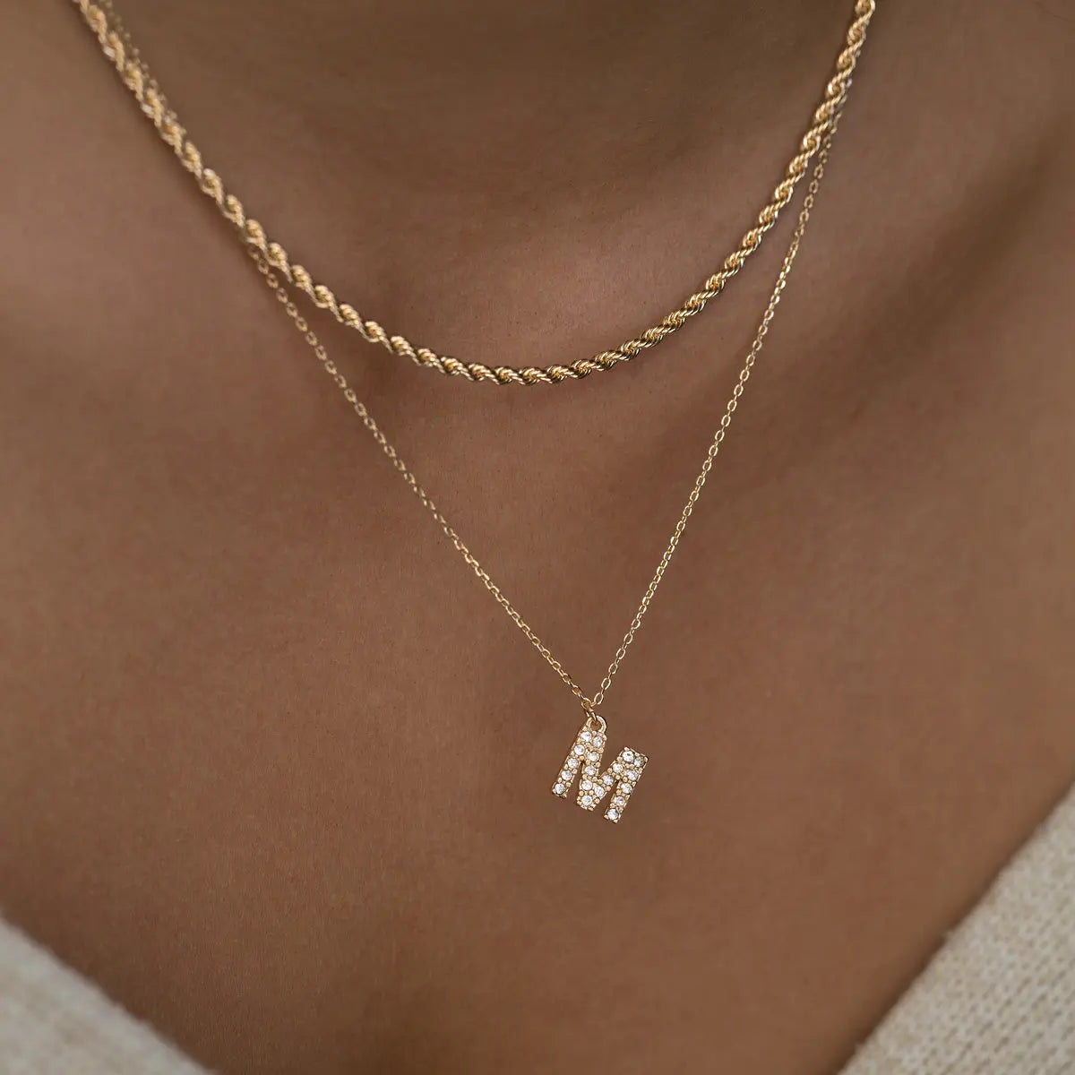 Crystal letter necklace M