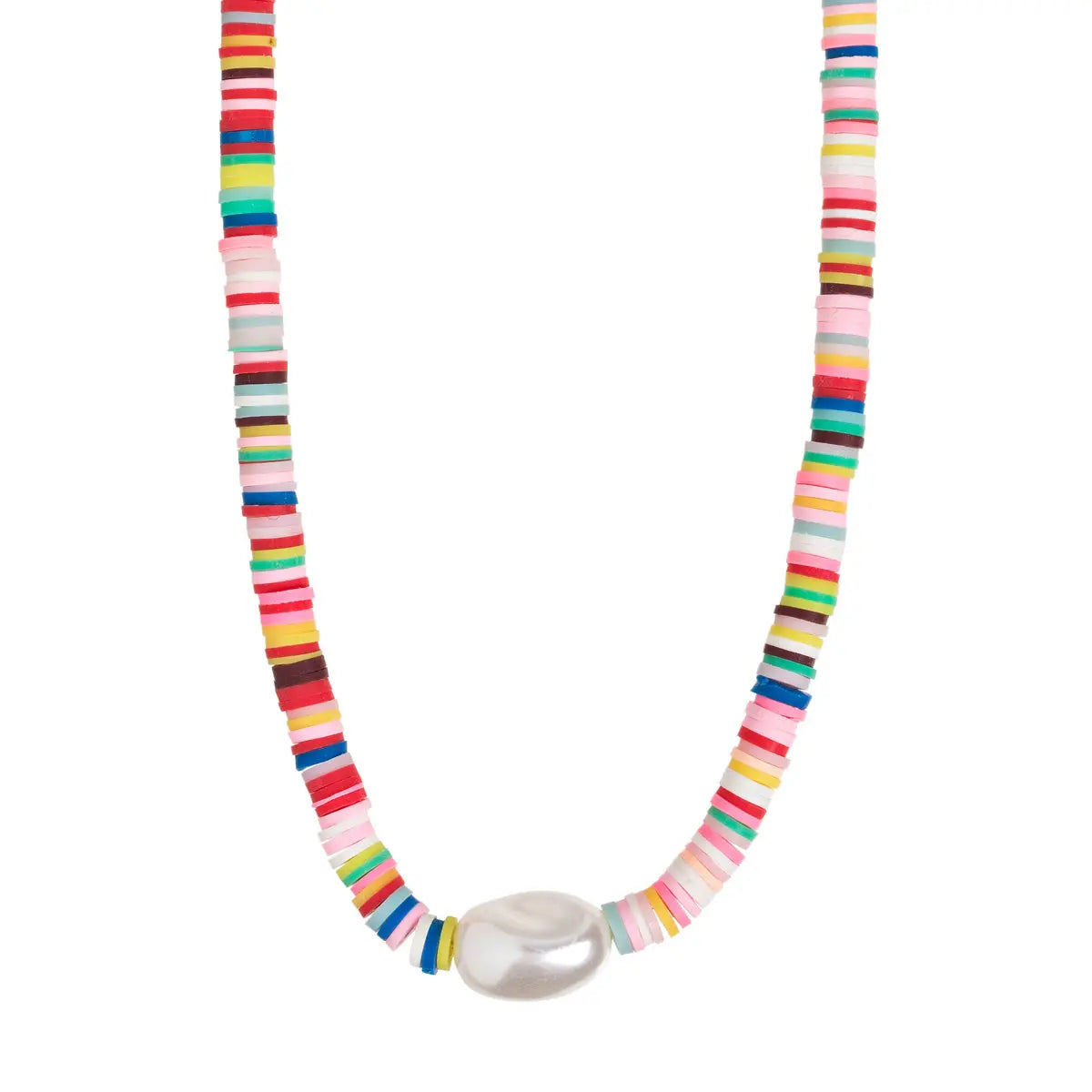 Colorful Bead Necklace with Pearl