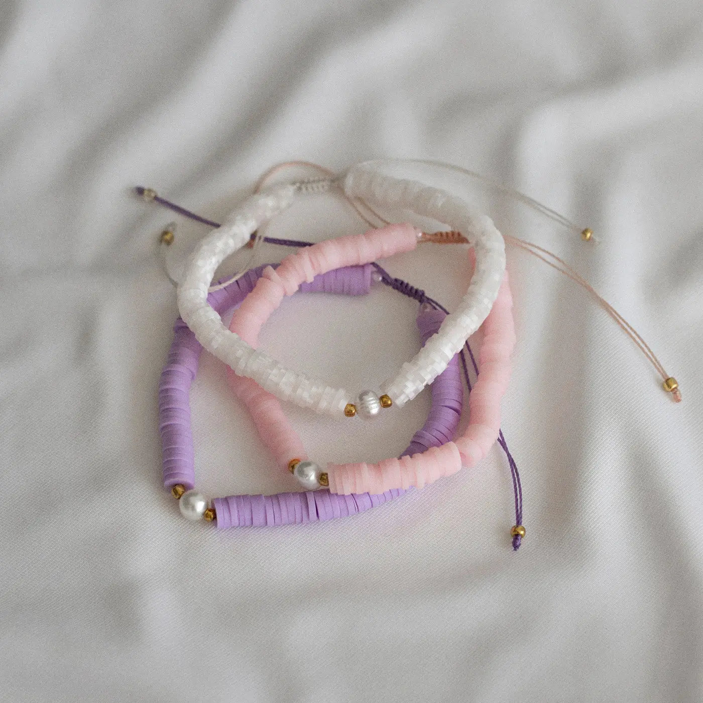 Beach Beads with Pearl Bracelet - Purple