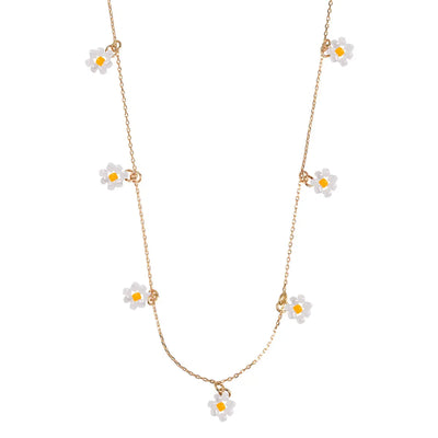 White Small Flowers Bead Necklace