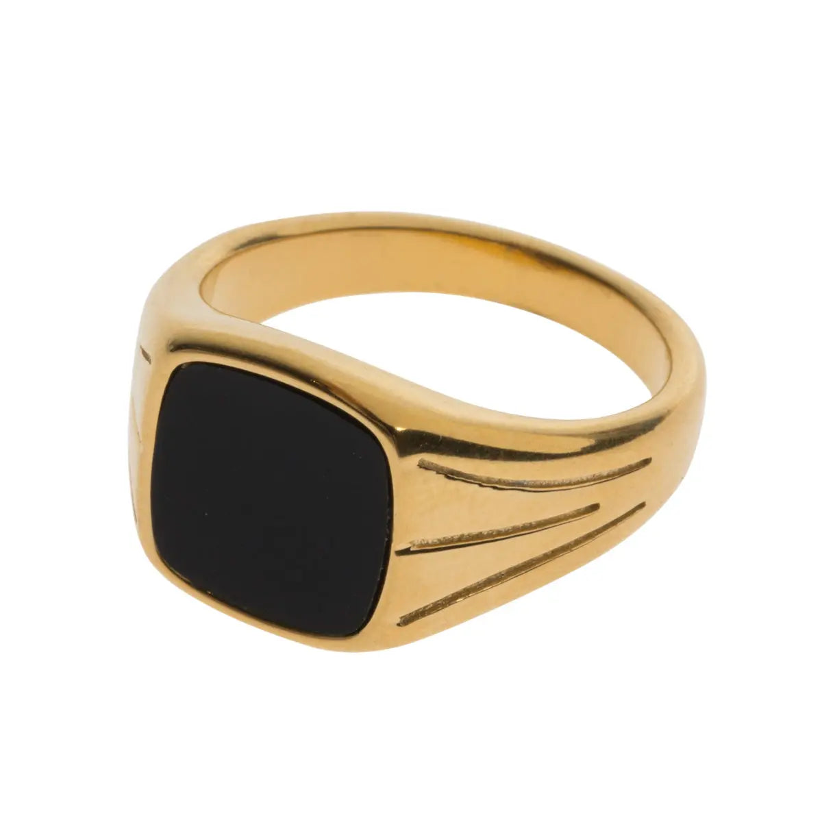 Black Stone Signet Ring | Stainless Steel