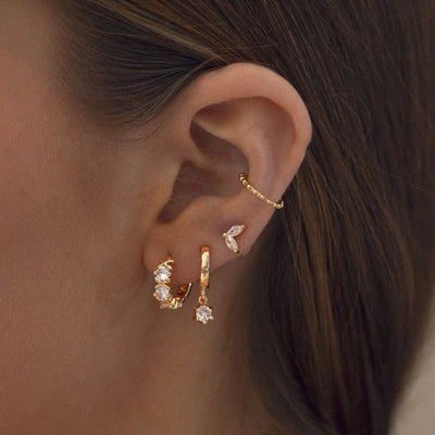 Olivia - Crystal Charm Hoop Earrings