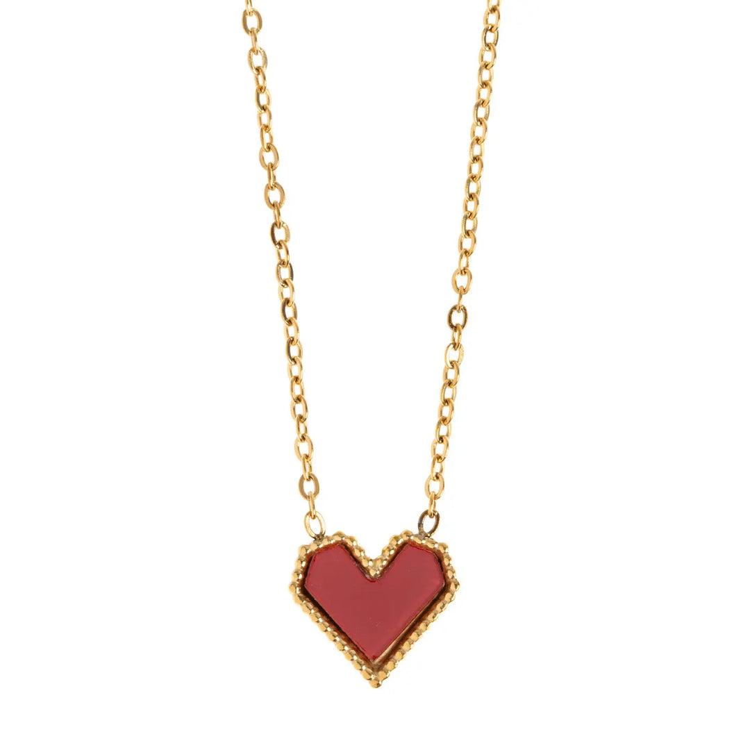 Sarah - Red Heart Necklace Stainless Steel